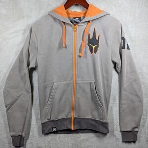 Jinx Overwatch Ultimate Reinhardt Men's SMALL Zip-Up Gray Hoodie Blizzard OW